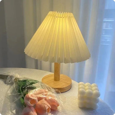 Lampe de chevet Bois Abat-Jour Éventail-Lampe Veilleuse
